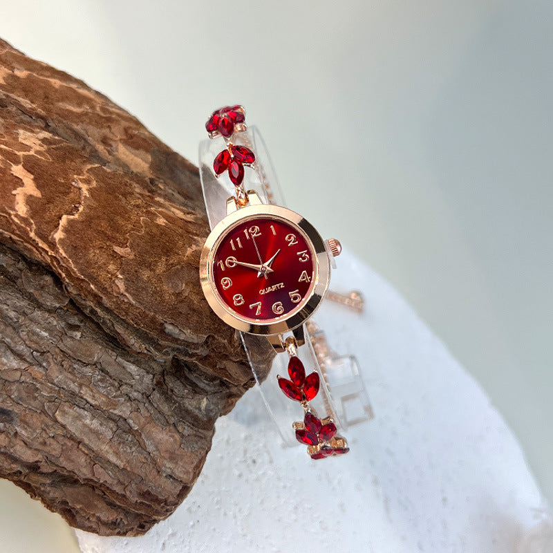 Sparkling Leaf Bracelet Watch