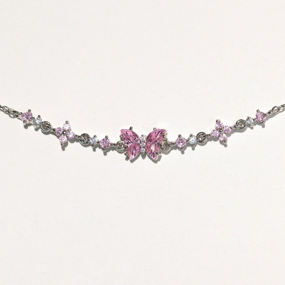 Pink Bow Crystal Stacking Bracelet Set