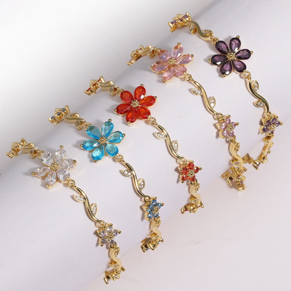 Blooming Crystal Flower Bracelet