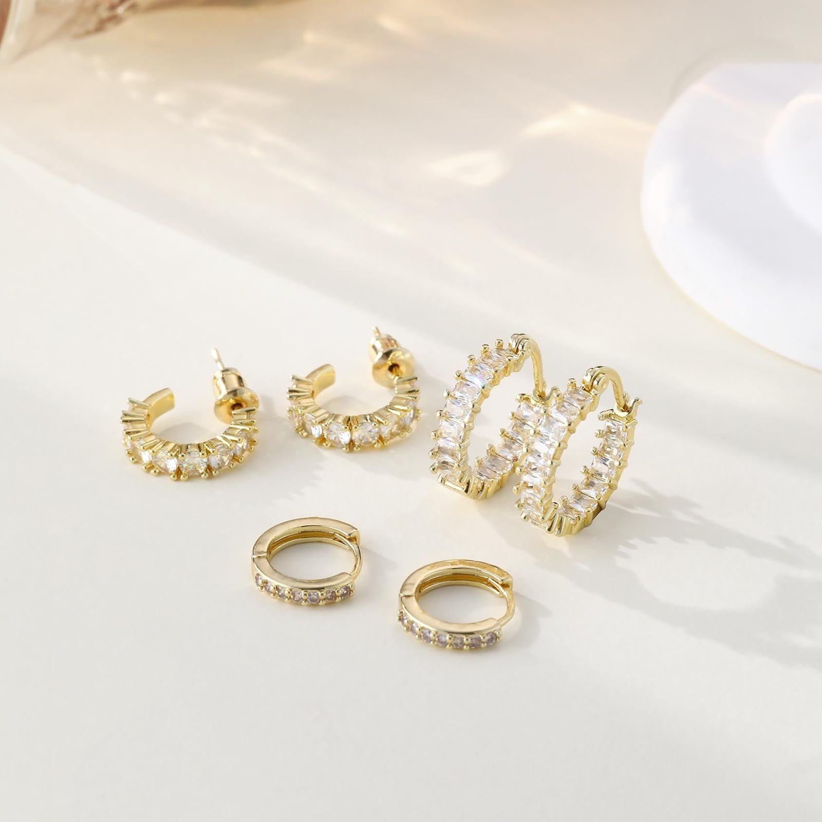 Chunky Gold Huggie Hoop Earrings