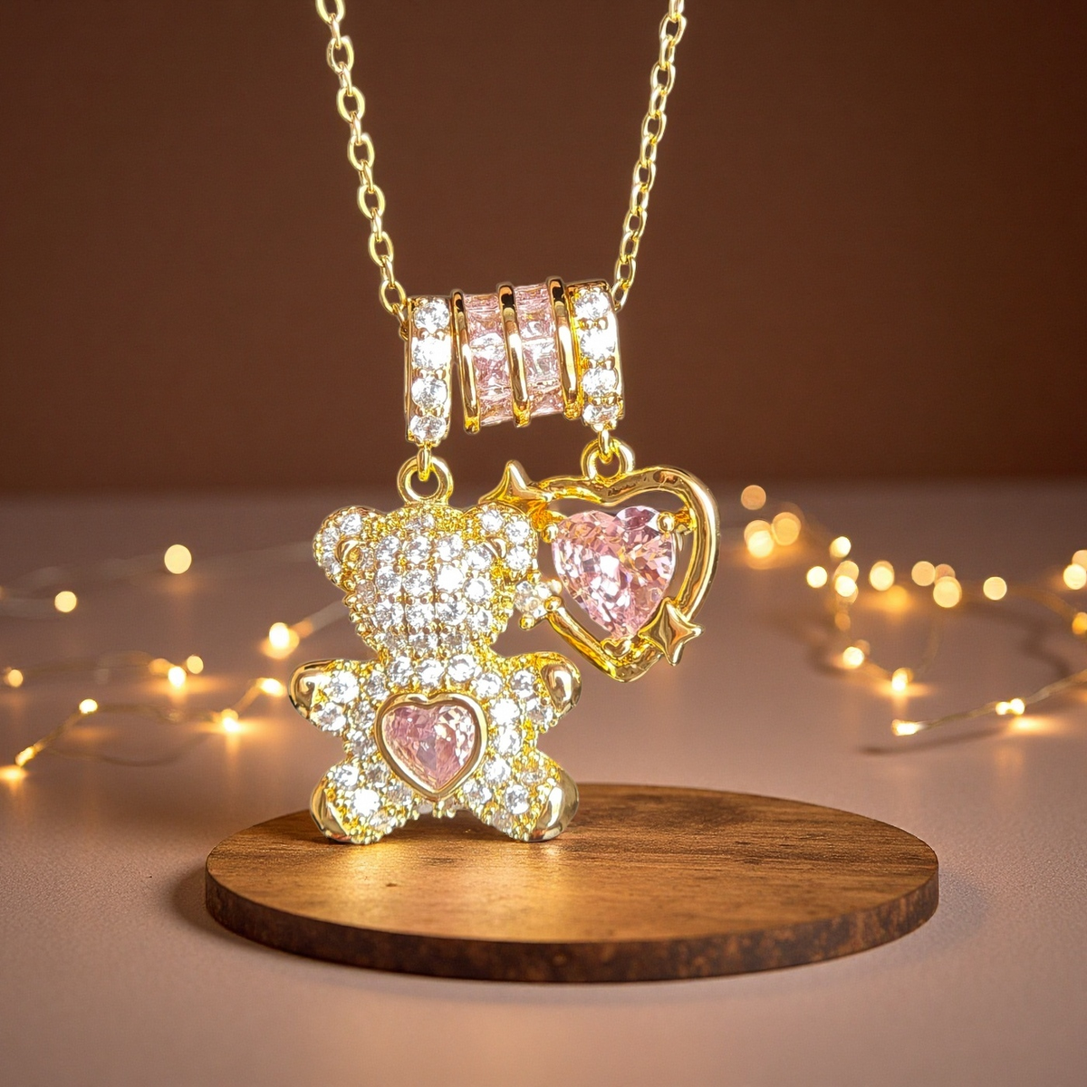 Bear & Heart Pendant Necklace