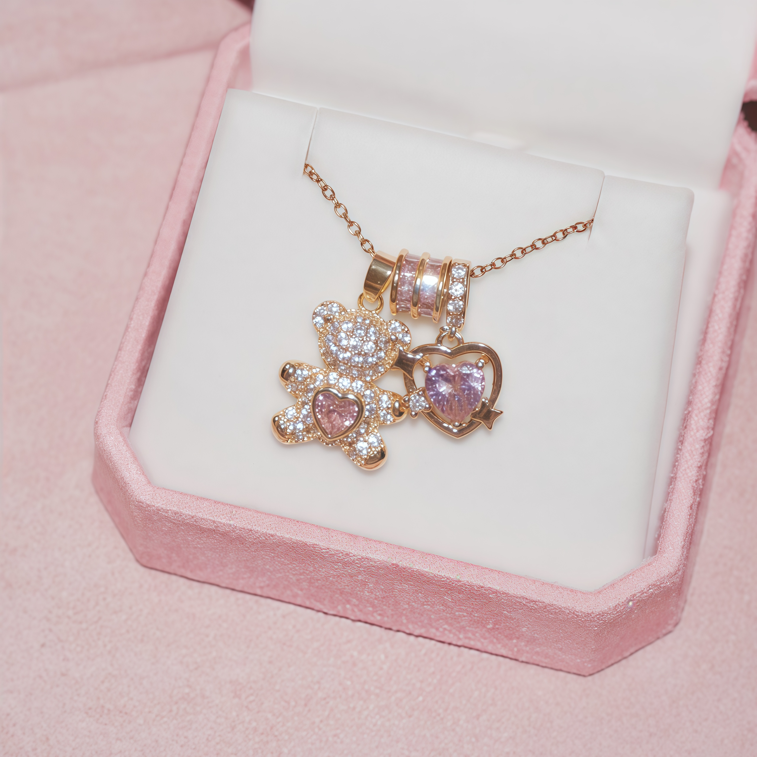 Bear & Heart Pendant Necklace