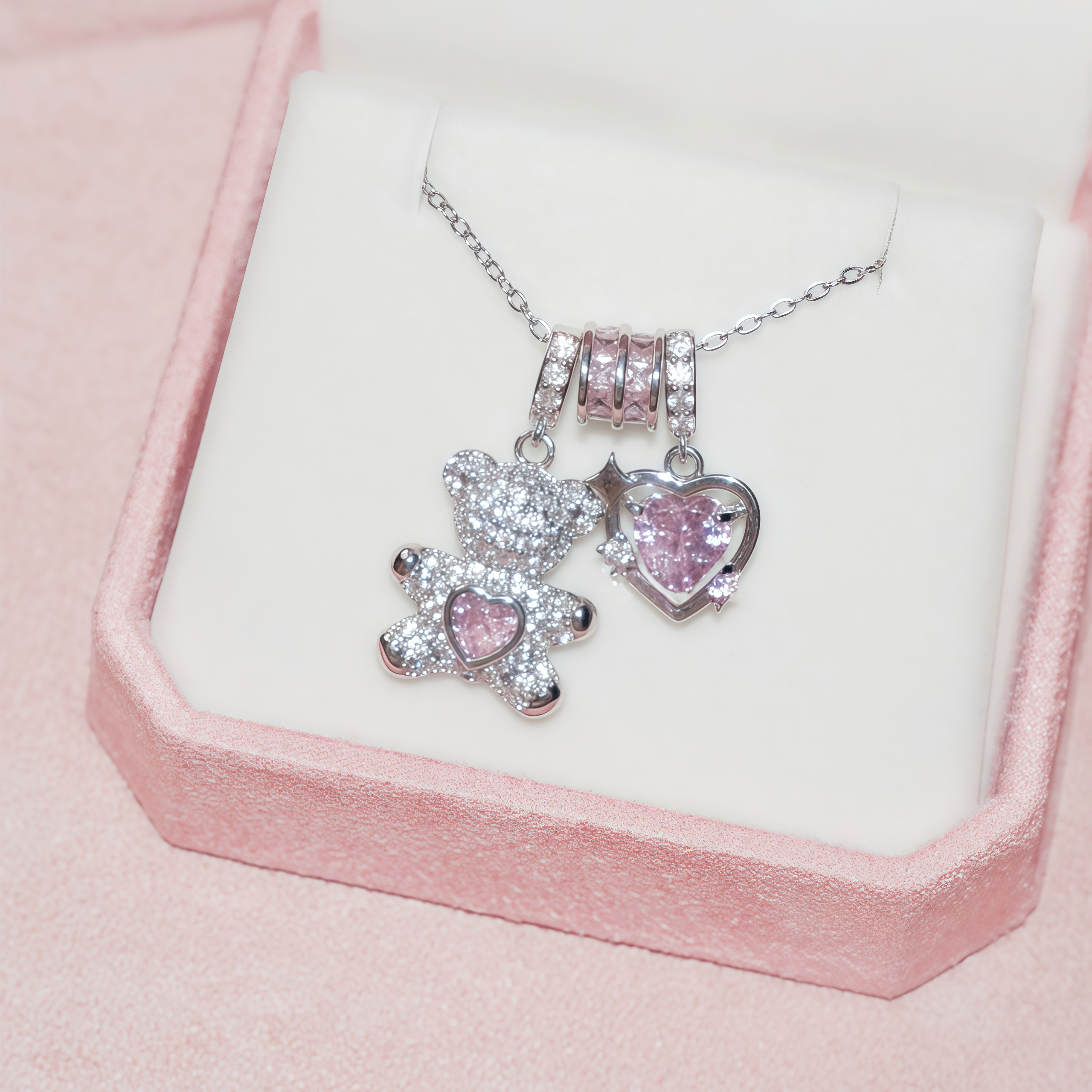 Bear & Heart Pendant Necklace