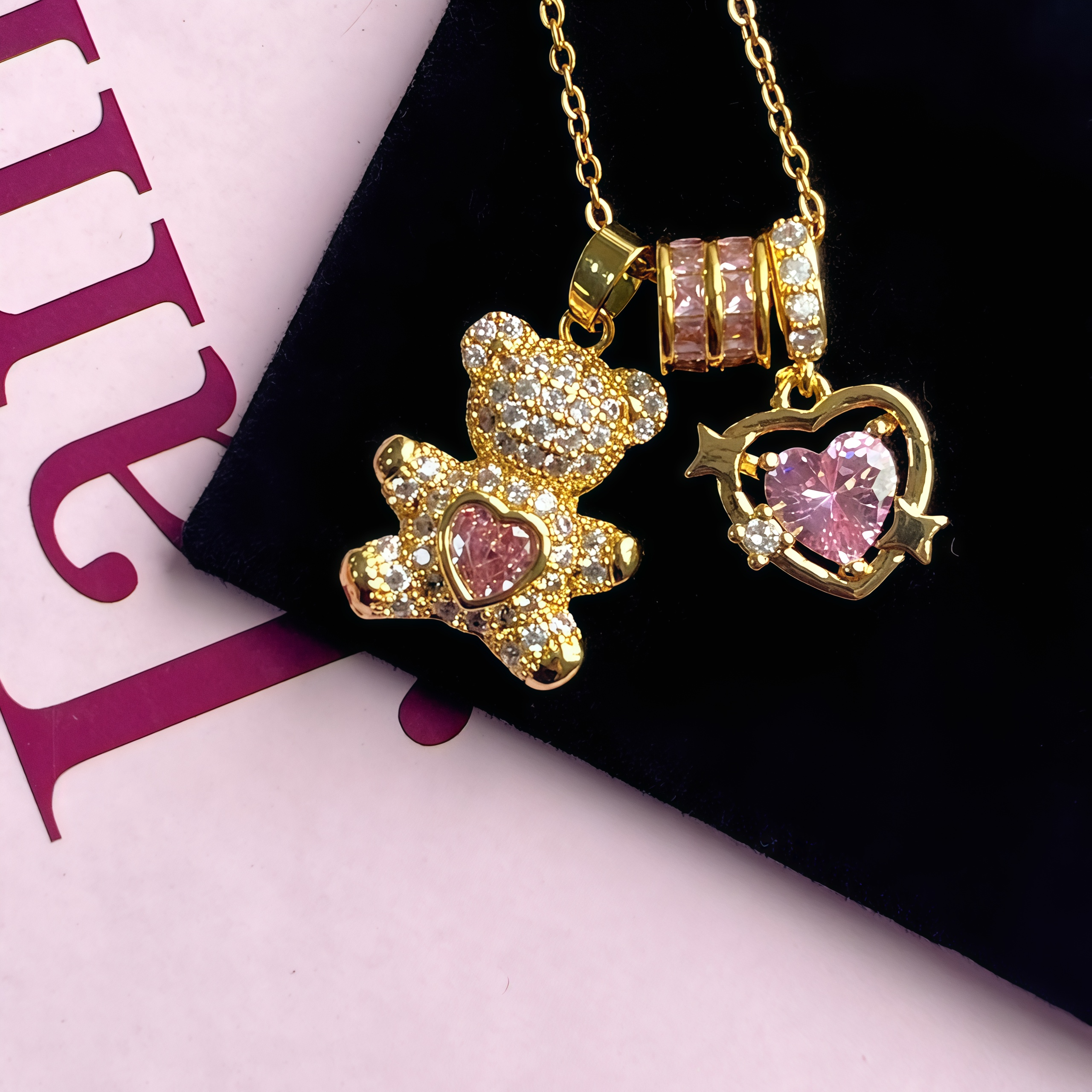 Bear & Heart Pendant Necklace