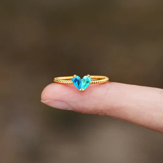 Mother & Daughter Heart Birthstone Ring