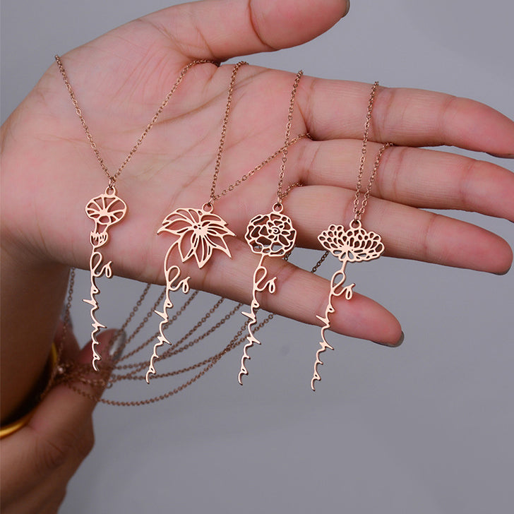 Personalised Birth Flower Necklace