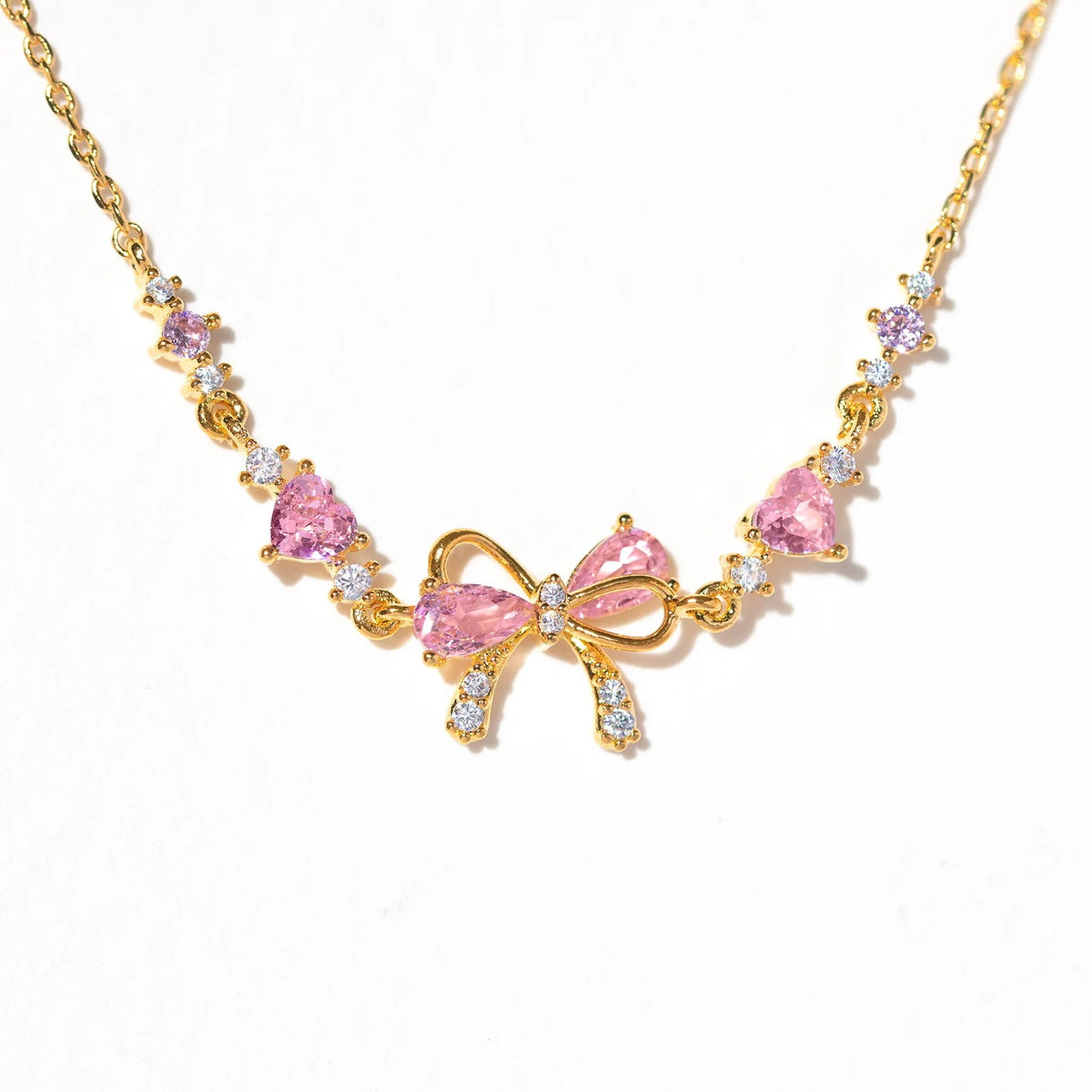Pink Bow Crystal Stacking Bracelet Set