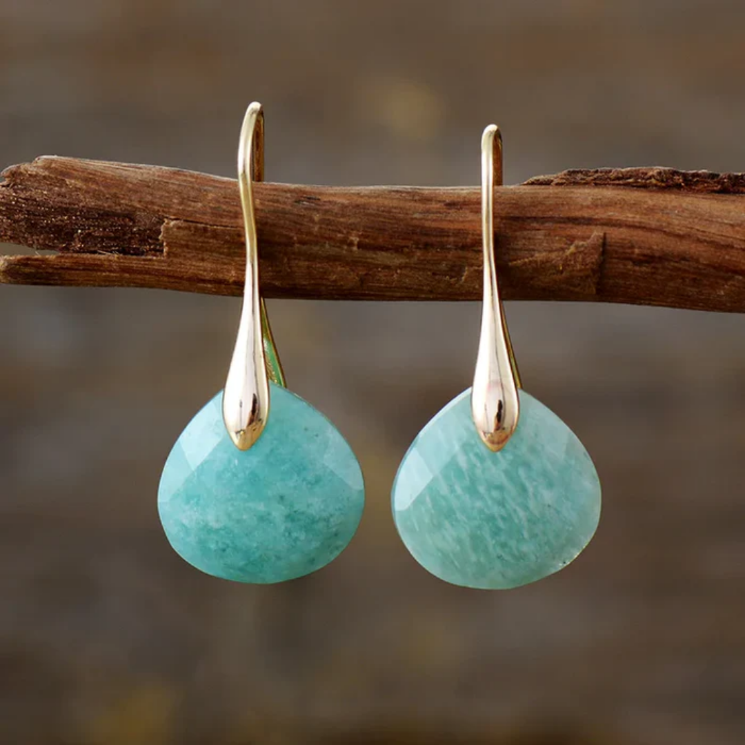 Teardrop Amethyst Natural Stone Earrings