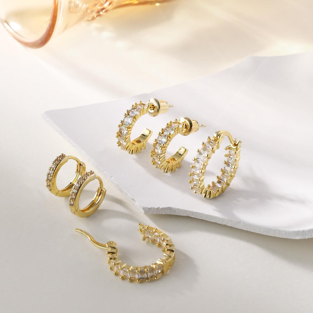 Chunky Gold Huggie Hoop Earrings