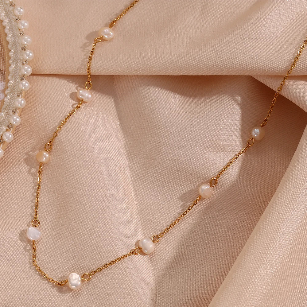 Ocean Treasures - Gold Pearl Necklace and Bracelet