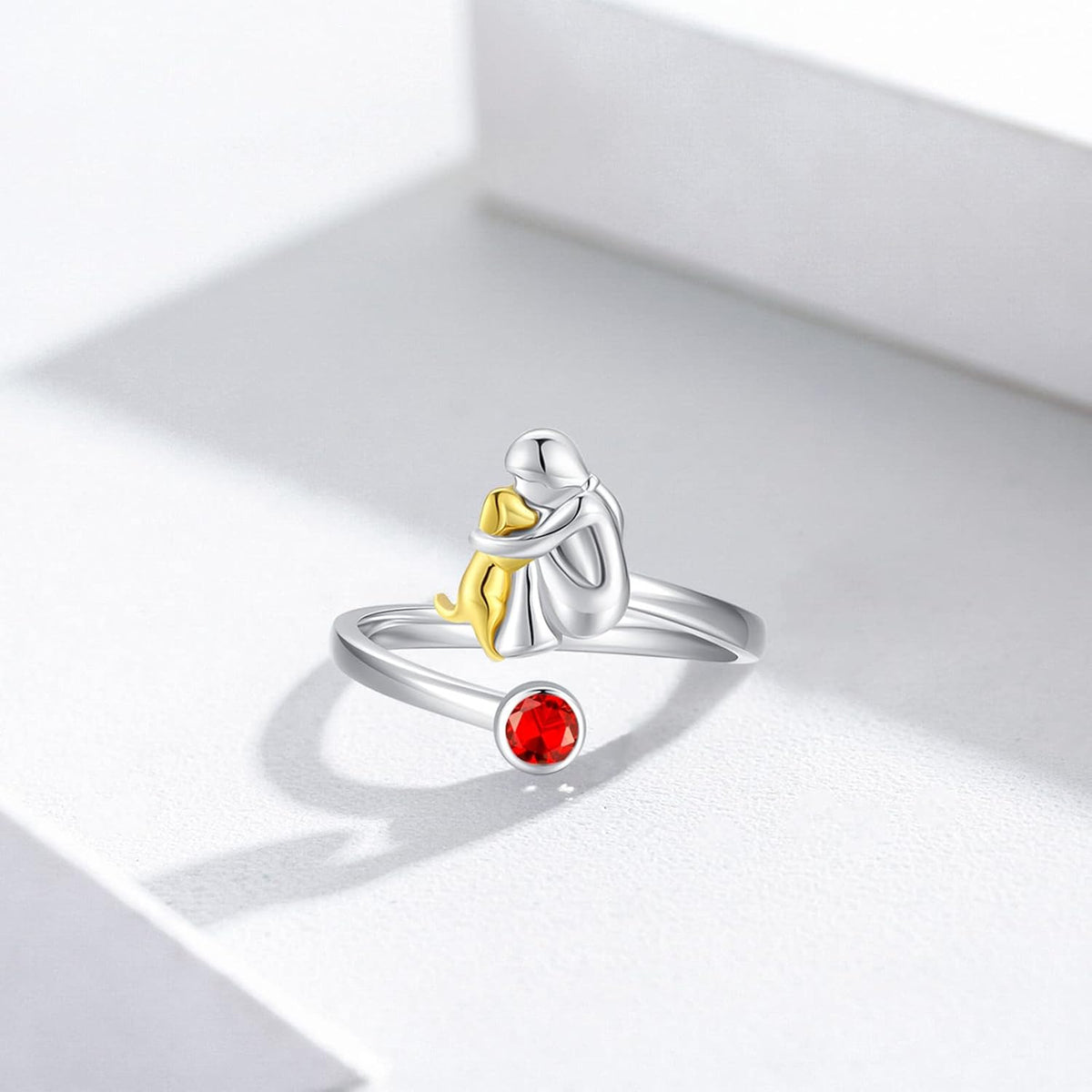 Sterling Silver Dog & Girl Ring β Adjustable and Symbolic