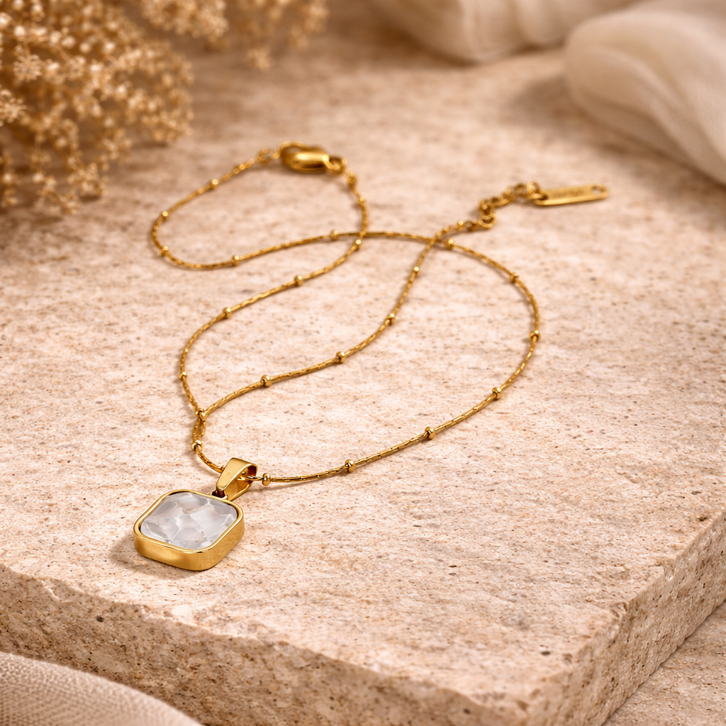 Ocean Treasures - Mother of Pearl Square Dainty Necklace