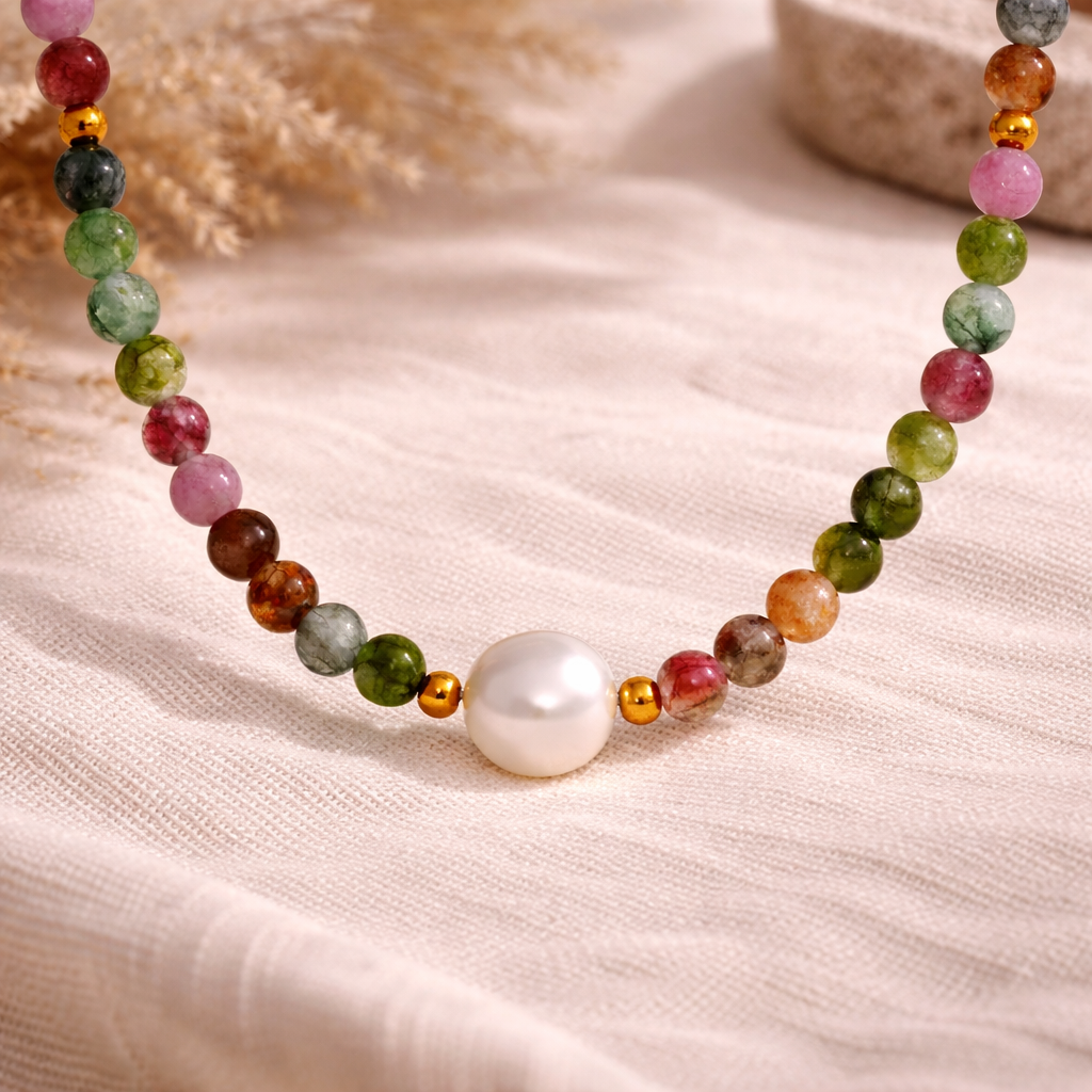 True Voice - Tourmaline and Pearl Choker Necklace