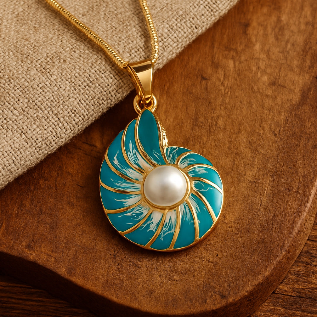 Pearl Blue Shell Pendant Necklace