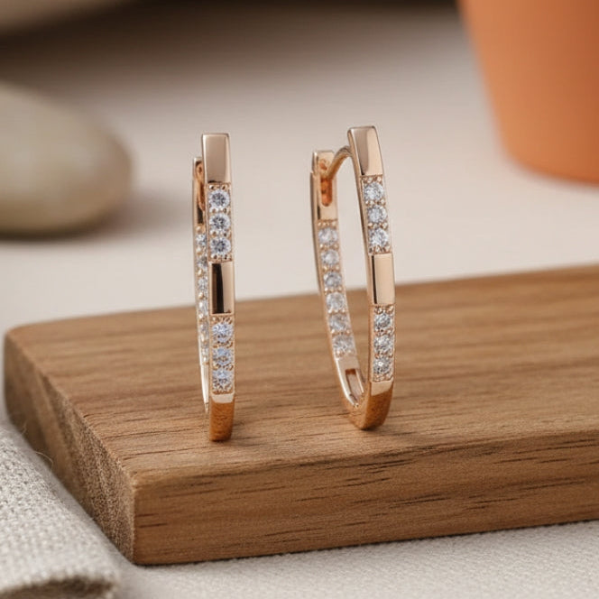 Zirconia Gold Hoop Earrings