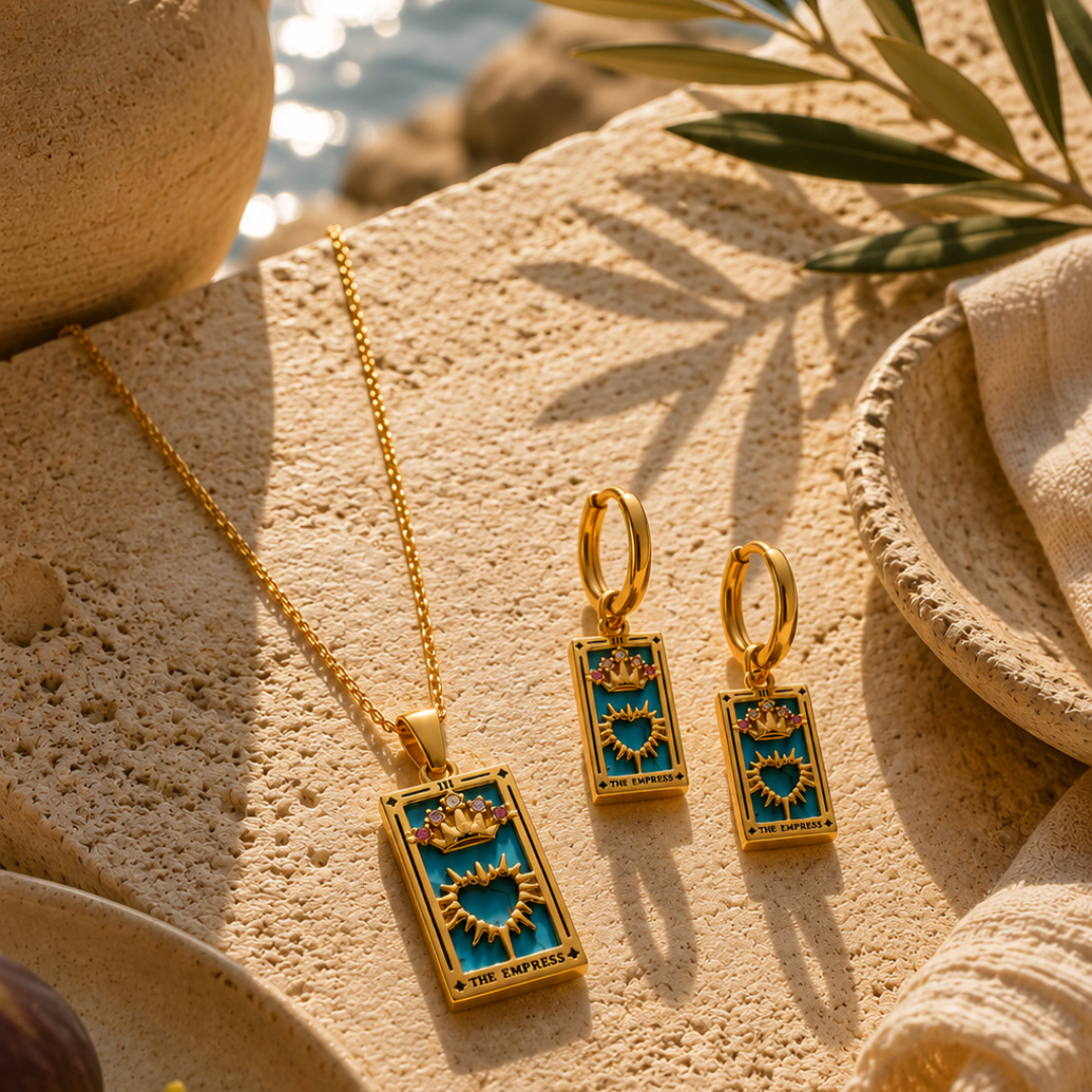 The Empress - Tarot Card Gold | Silver Hoop Earrings