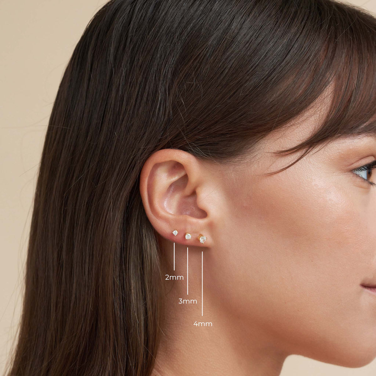 Essential Flat Back Diamond Studs In Gold