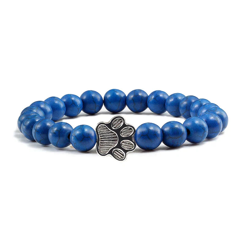 Beaded Paw Bracelet β Natural Stone Design