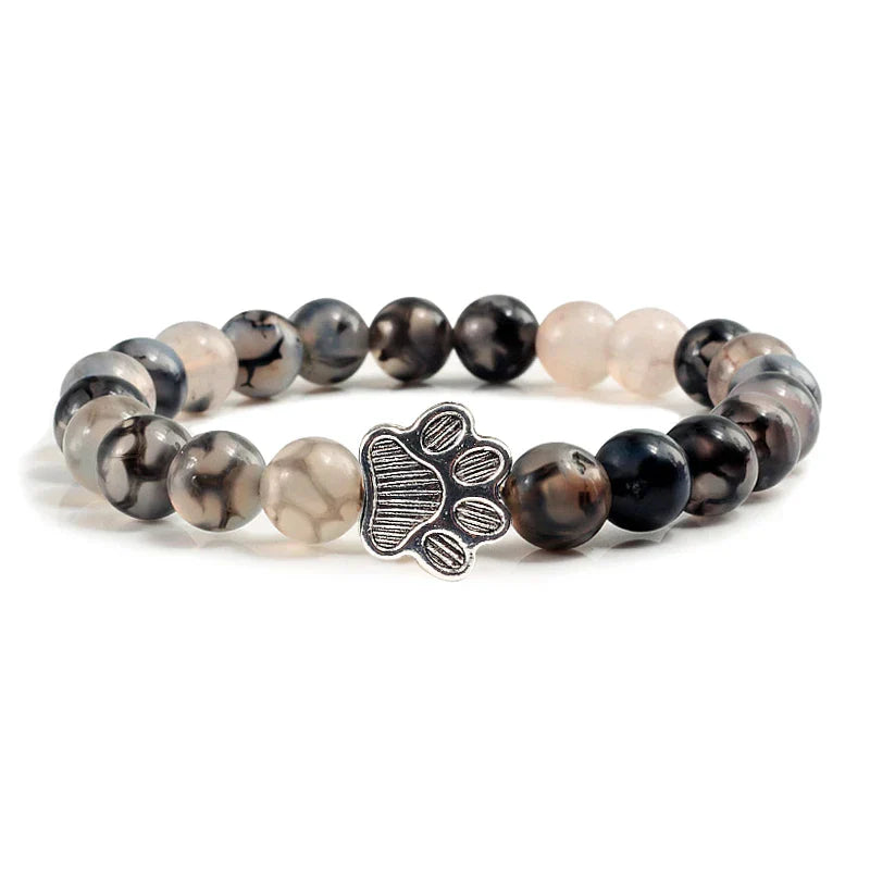 Beaded Paw Bracelet β Natural Stone Design