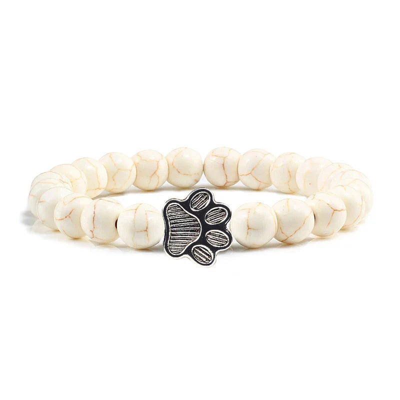 Beaded Paw Bracelet β Natural Stone Design