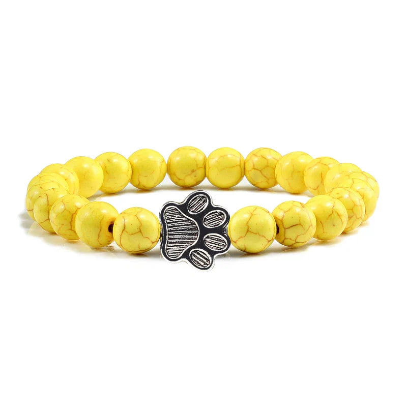 Beaded Paw Bracelet β Natural Stone Design