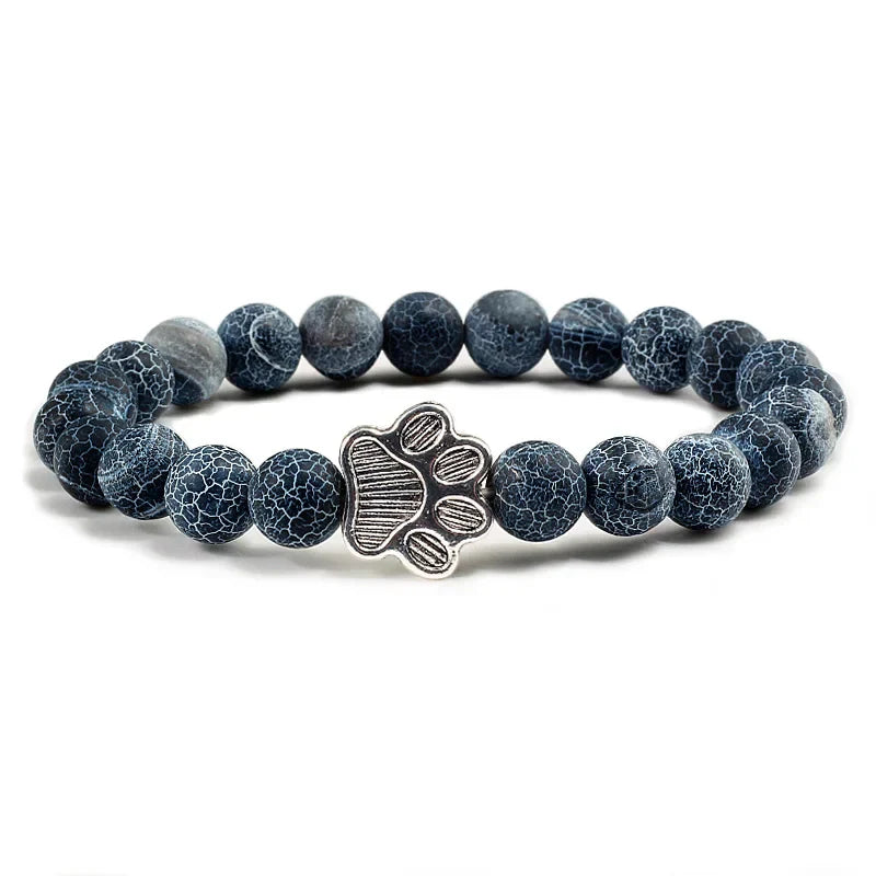 Beaded Paw Bracelet β Natural Stone Design