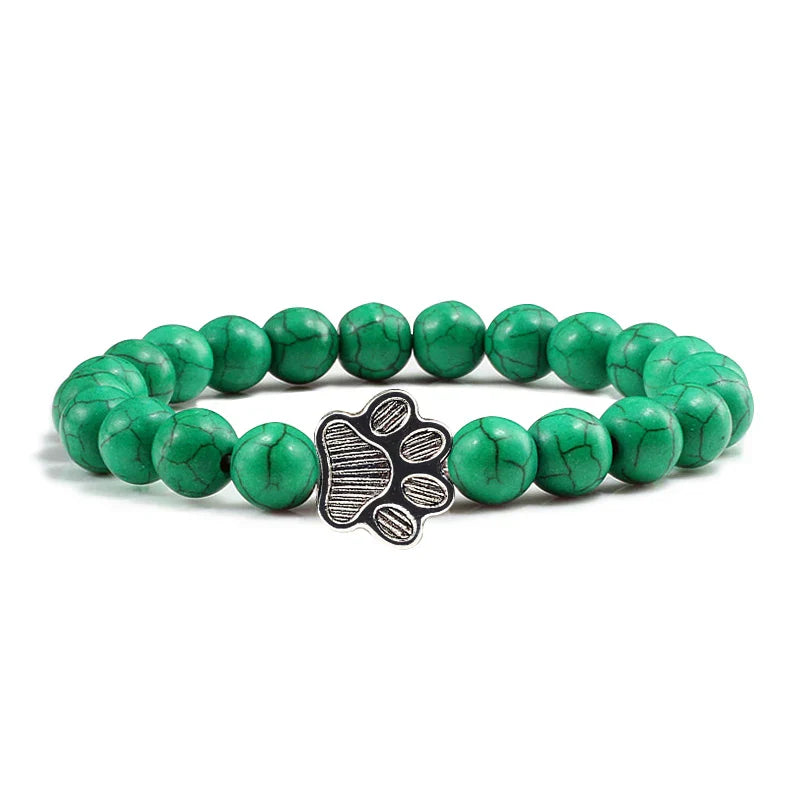 Beaded Paw Bracelet β Natural Stone Design