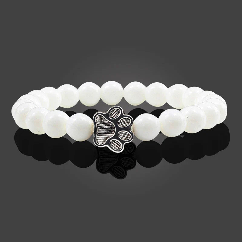 Beaded Paw Bracelet β Natural Stone Design