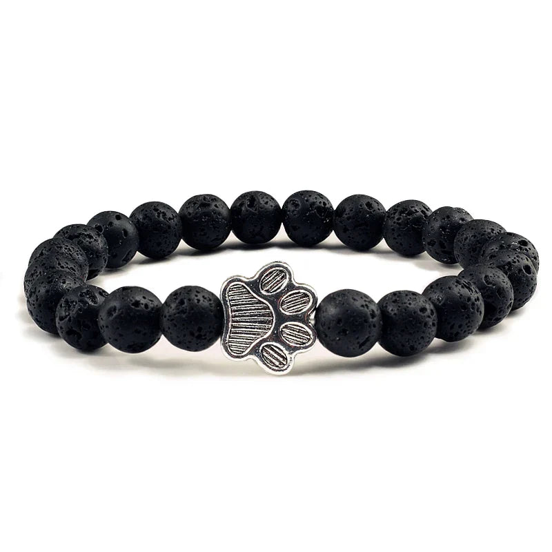 Beaded Paw Bracelet β Natural Stone Design