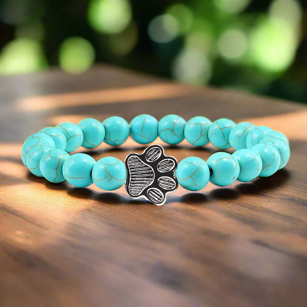Beaded Paw Bracelet β Natural Stone Design