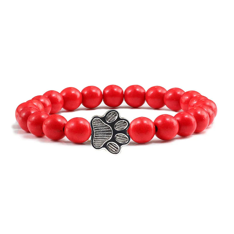 Beaded Paw Bracelet β Natural Stone Design