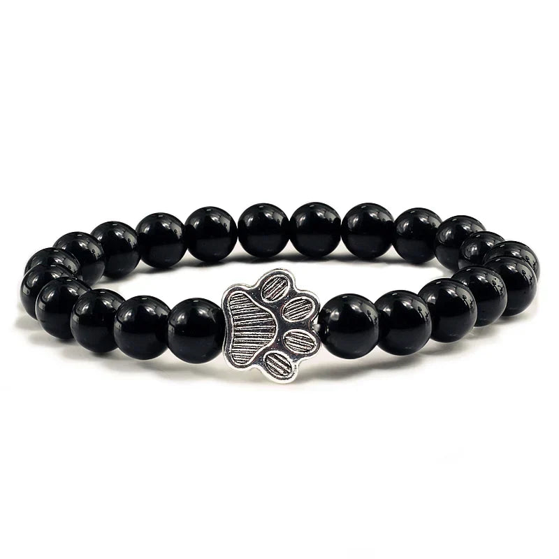 Beaded Paw Bracelet β Natural Stone Design