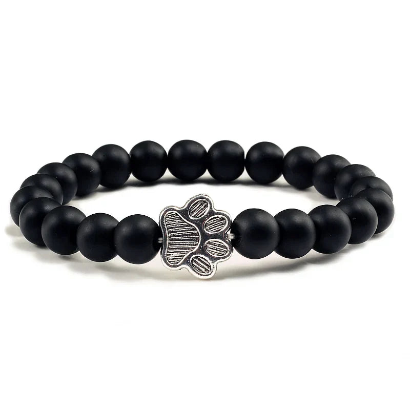 Beaded Paw Bracelet β Natural Stone Design