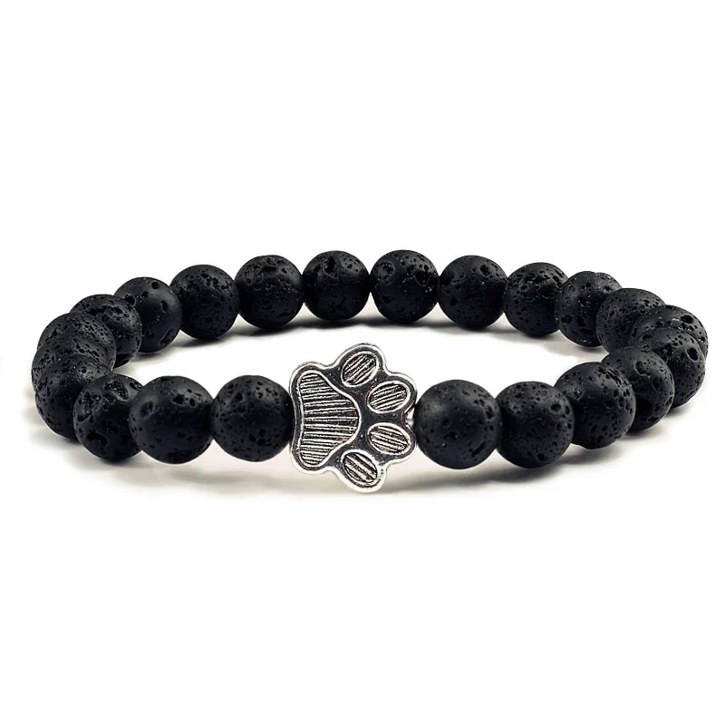 Beaded Paw Bracelet β Natural Stone Design