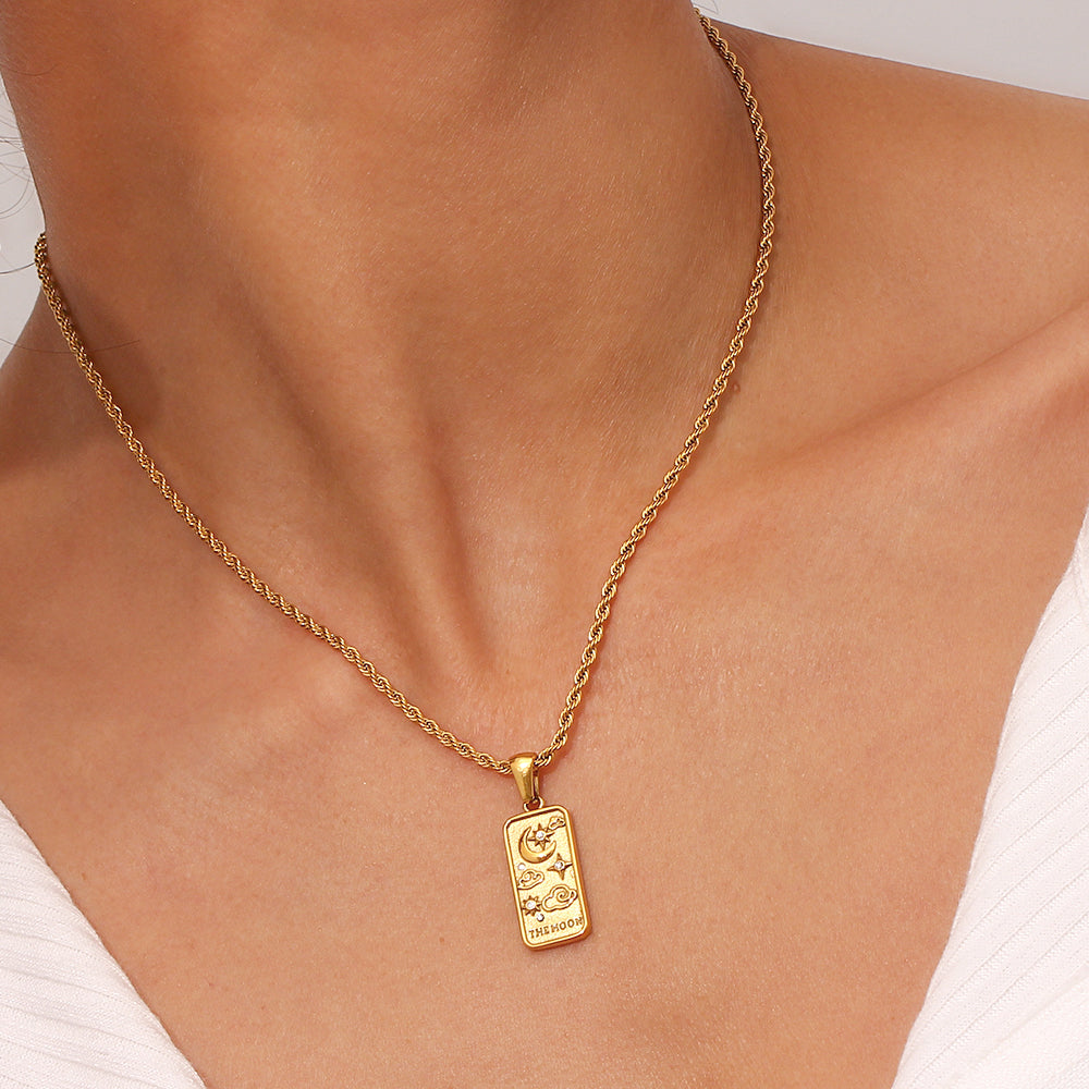 The Moon - Tarot card 18k Necklace