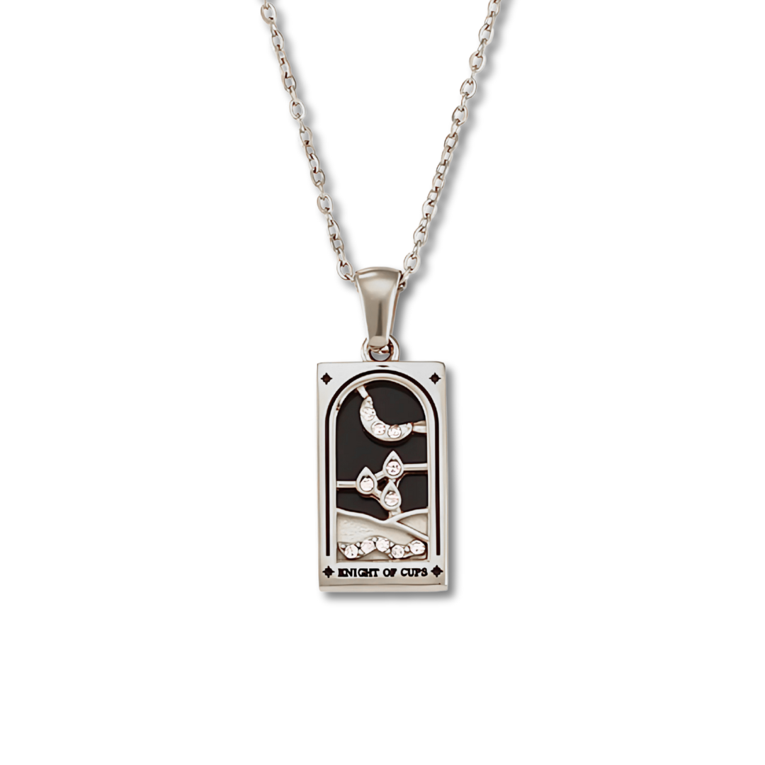 Knight of Cups - Tarot card Dainty 18k Necklace with Enamel