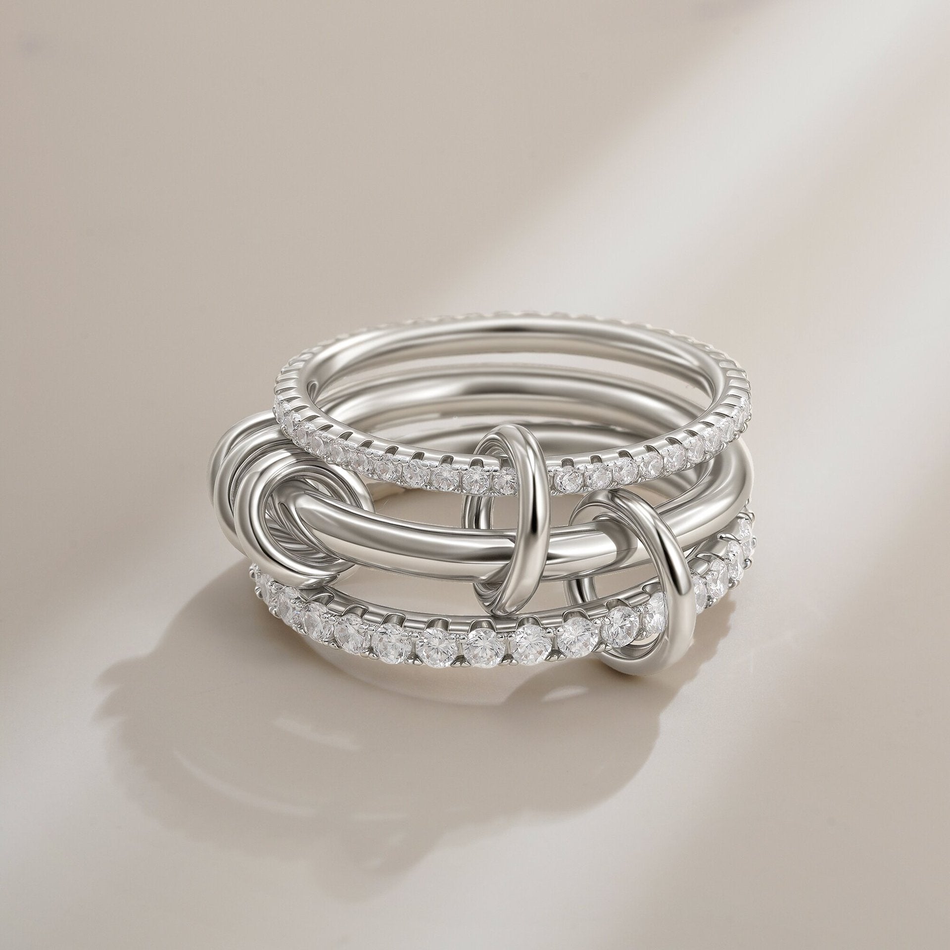 4-Layer Interlocking Zircon Ring