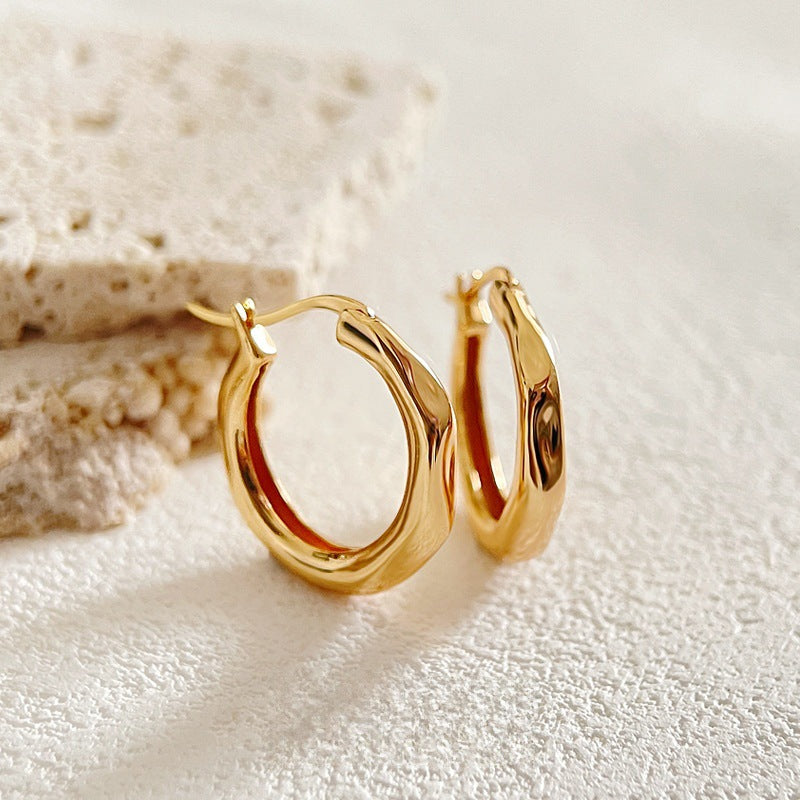 Textured Gold Hoop Earrings