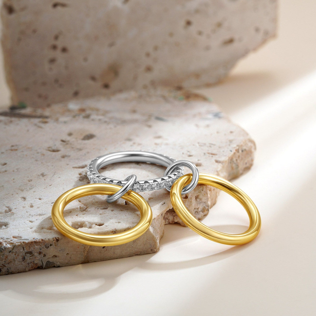 Triple Interlocking Zircon Ring