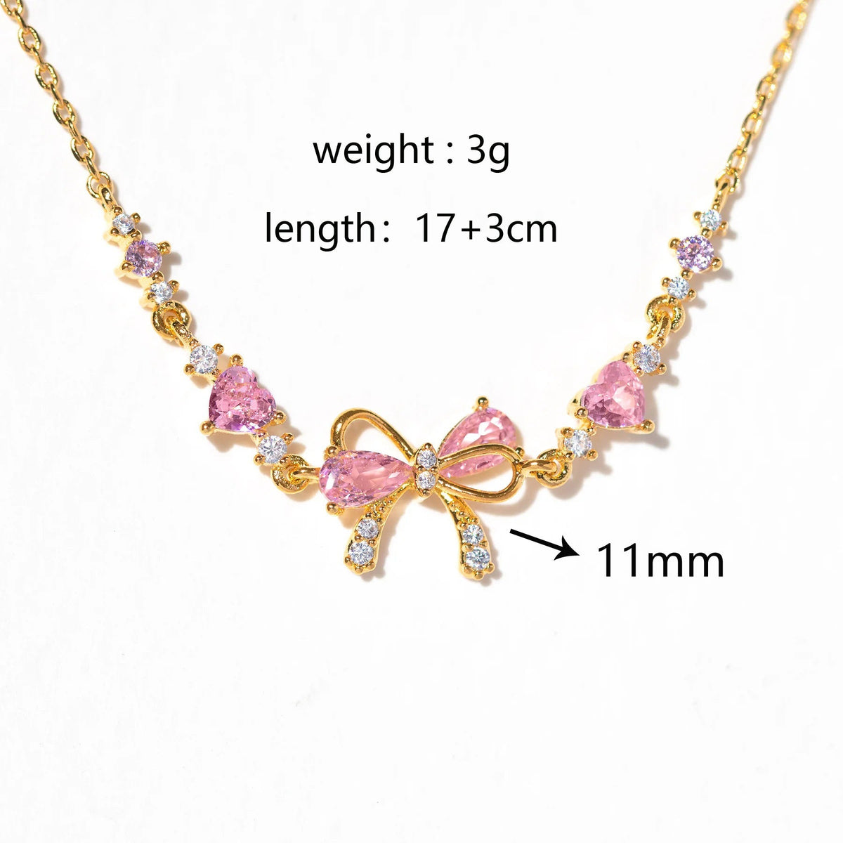 Pink Bow Crystal Stacking Bracelet Set