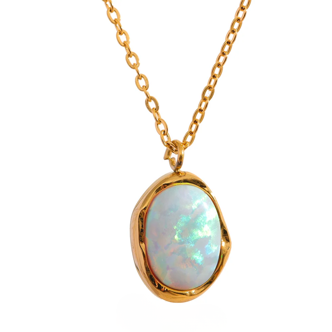 Minimalist Opal Pendant Necklace