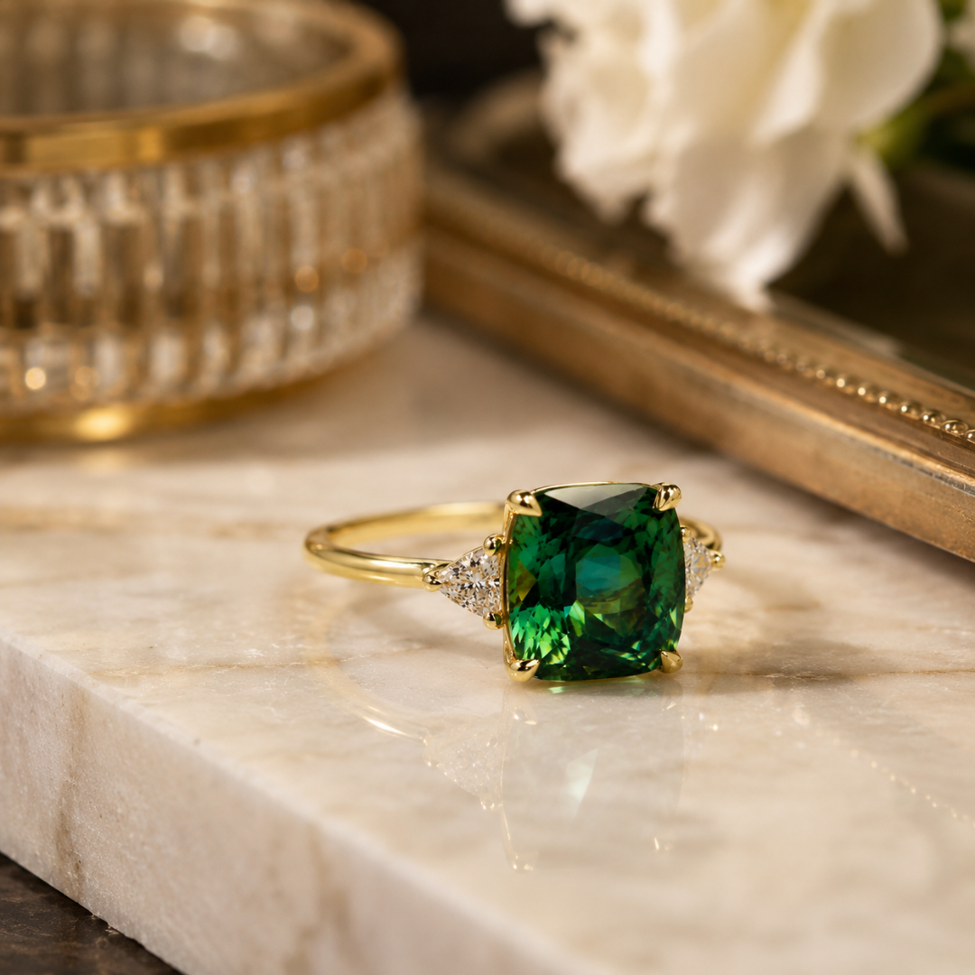 Luck - Green Zirconia Ring in Gold