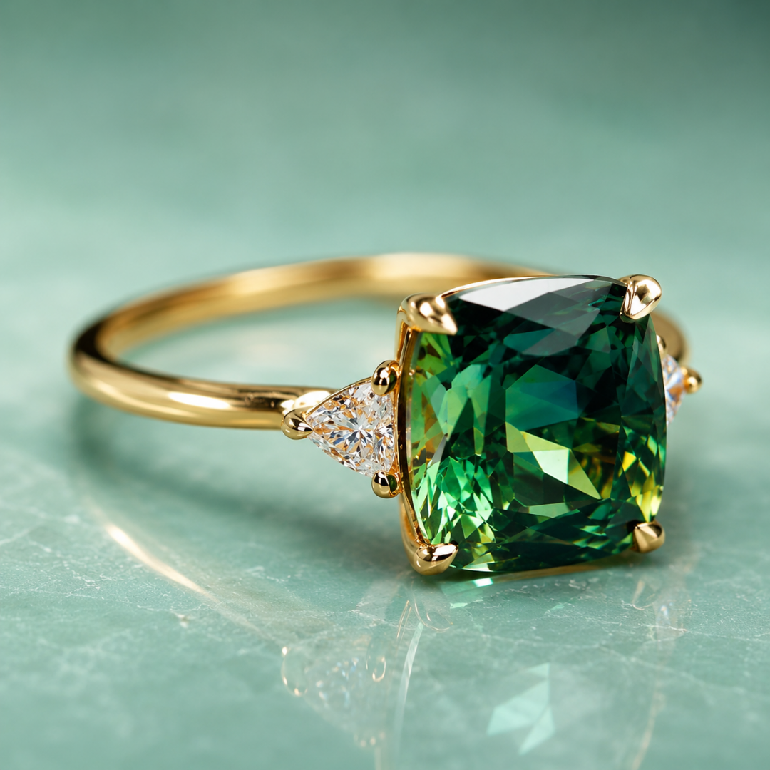 Luck - Green Zirconia Ring in Gold