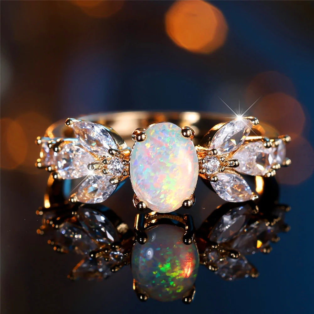 Crystal Opal Zirconia Ring
