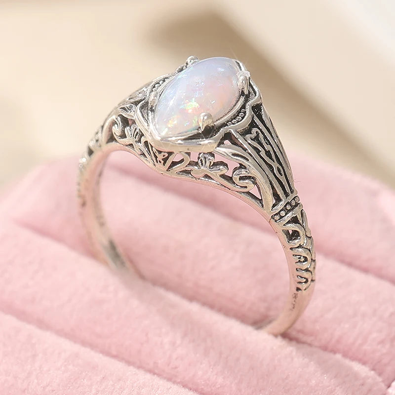 Vintage Faux Opal Silver Ring
