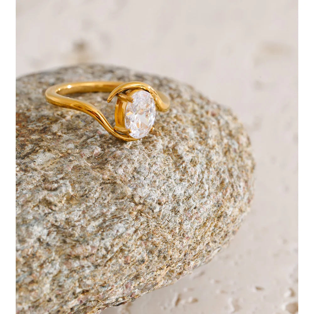 Zirconia Opal Stainless Steel Ring