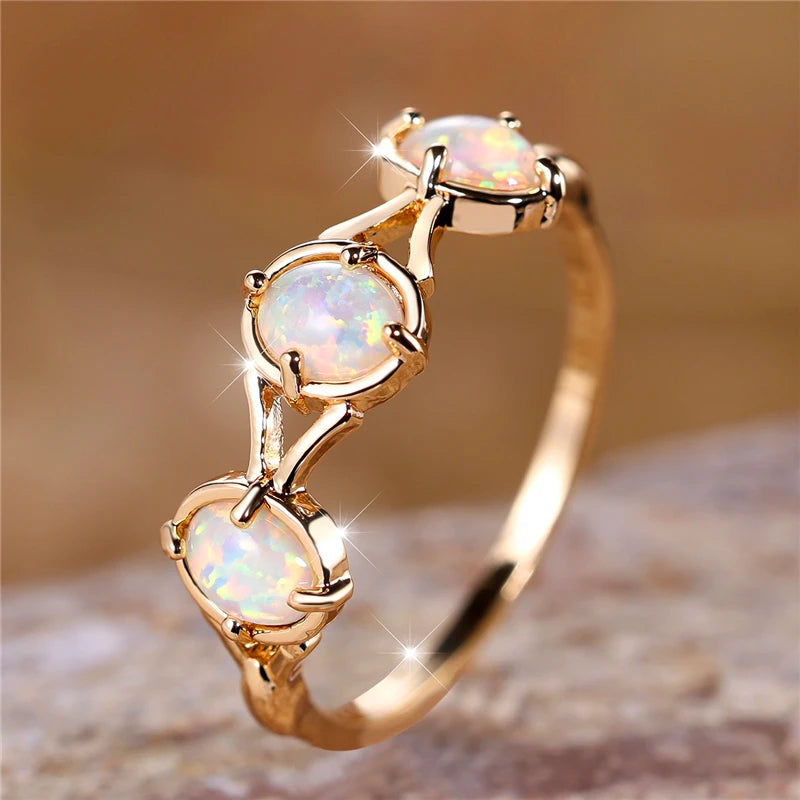 Boho White Opal Ring