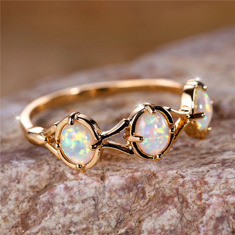 Boho White Opal Ring