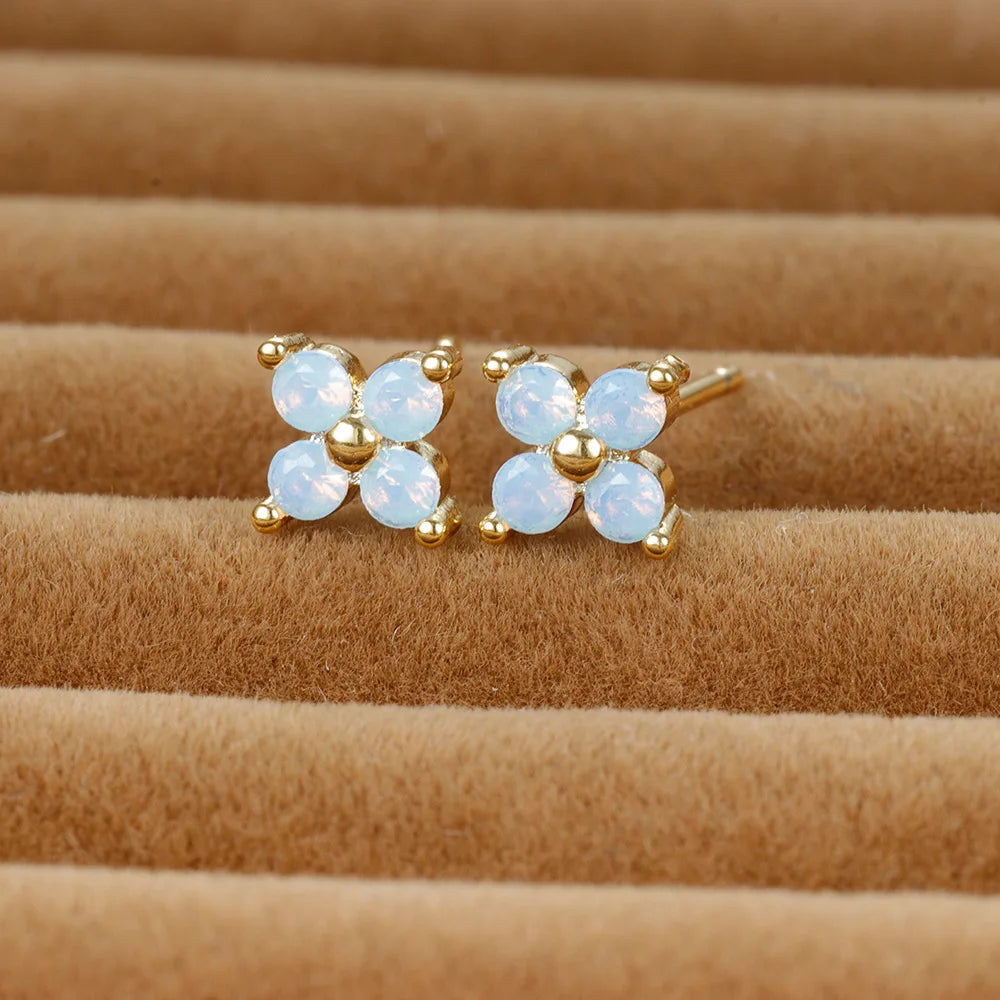 Opal Clover Stud Earrings