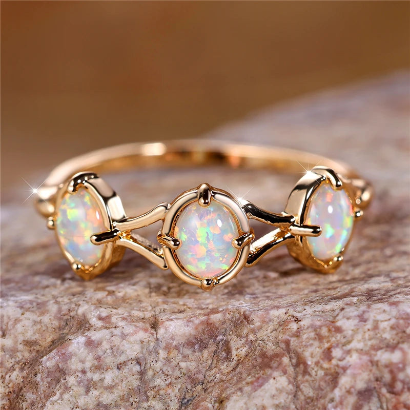 Boho White Opal Ring